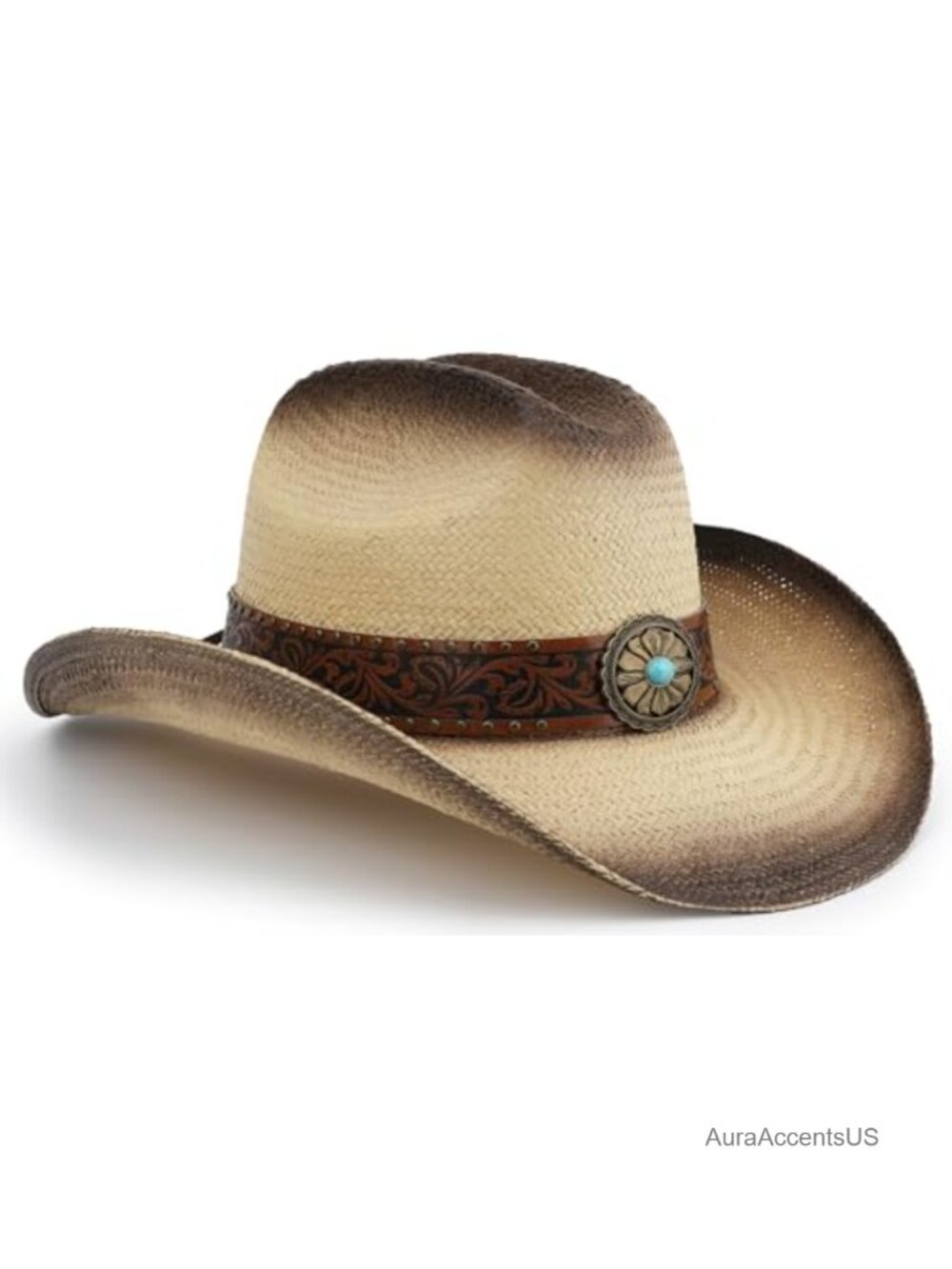 Western Straw Cowboy Hat Wide Brim Cattleman Crease Unisex